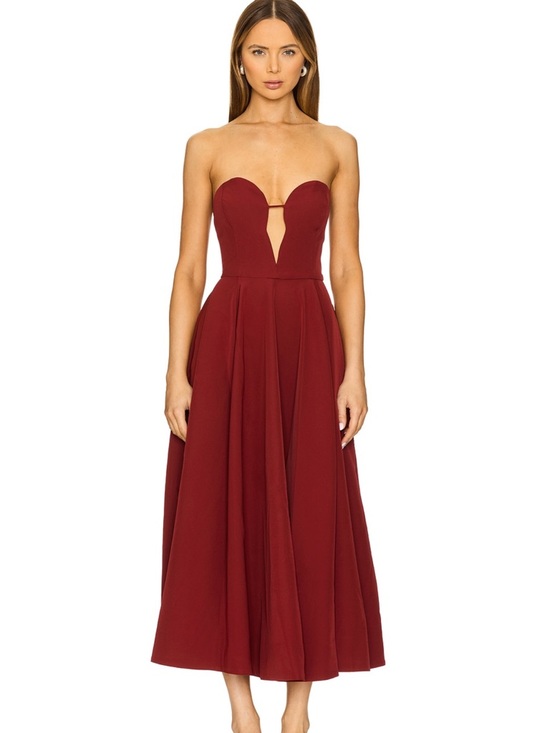 Bardot Dresses & Skirts - Bardot Strapless Sweetheart Midi Dress – Size 6 Burgundy